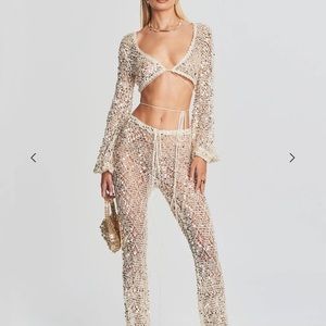Retrofete Vera Sequin crochet top & Brendi sequin crochet pants